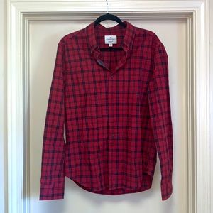 American Eagle Red and Black Plaid Shirt Large